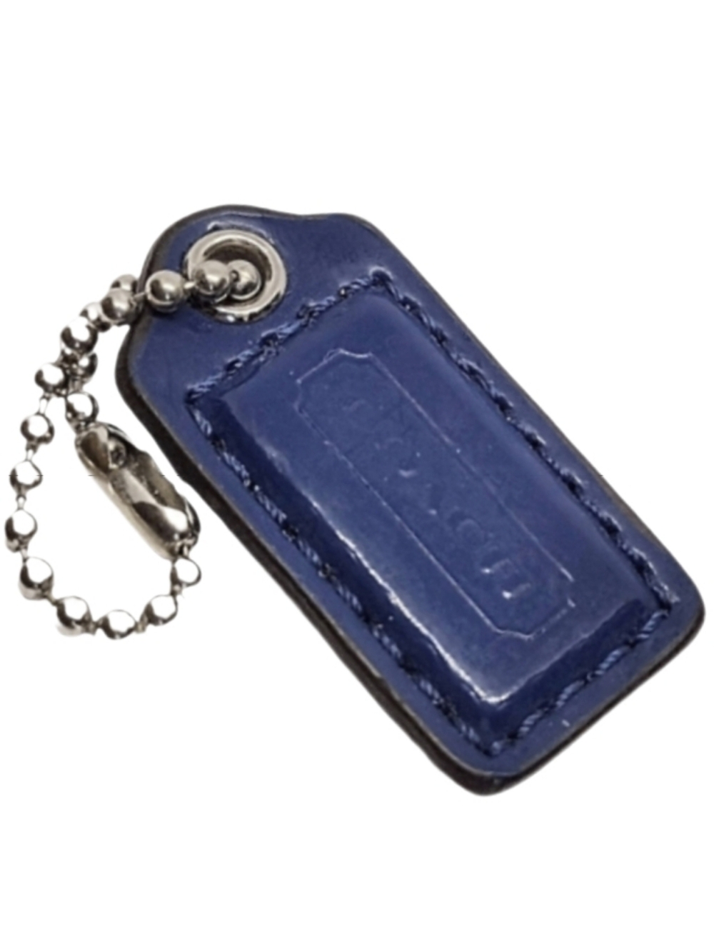 💙 1.5" Coach Lacquer Blue Pat Leather Hangtag Mini Bag Fob Charm Keychain Y2K